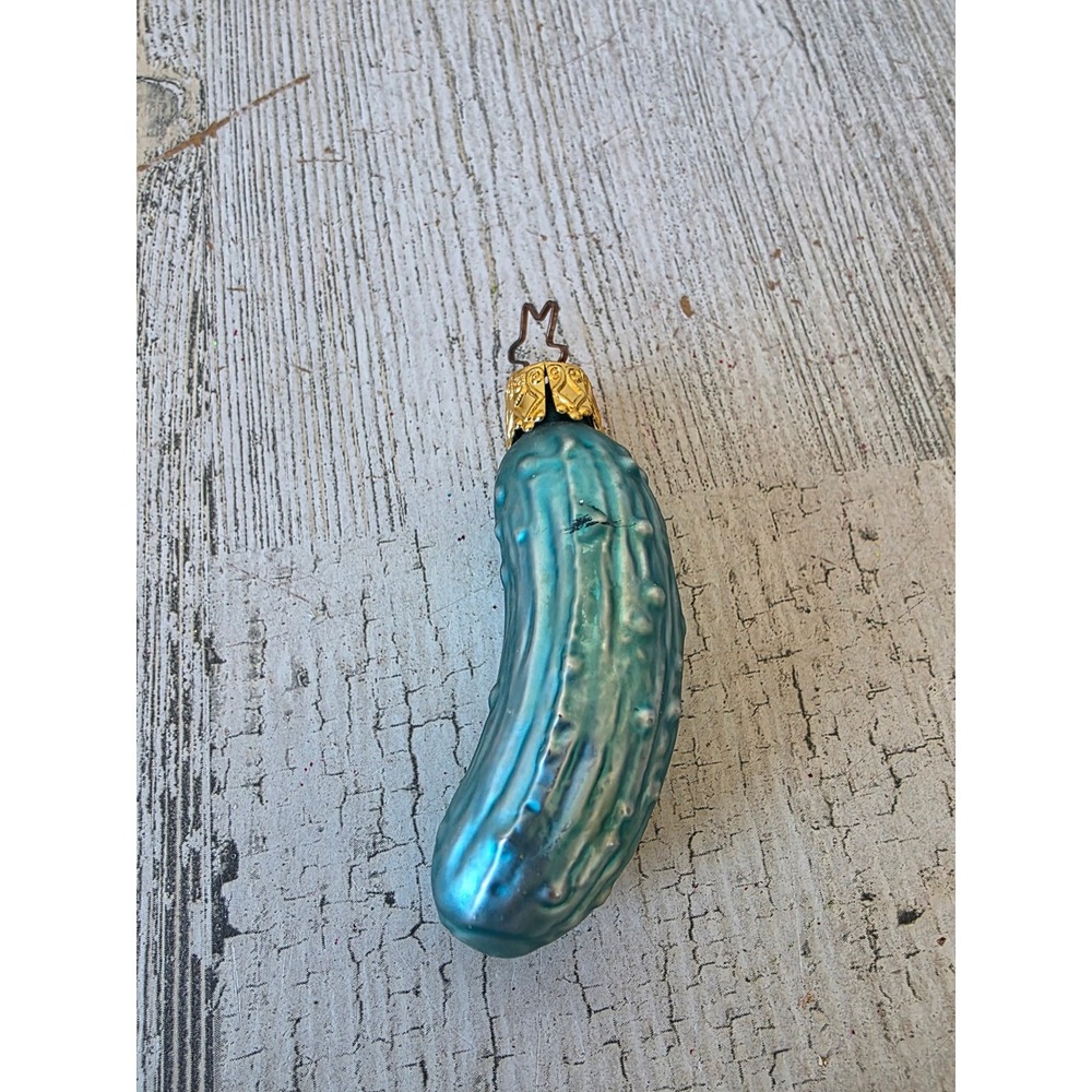 Vintage inge glas blue mini pickle glass ornament Xmas tree